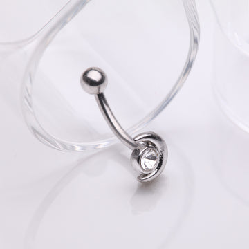 Detail View 1 of Crescent Moon Sparkle Gem Curved Barbell-Clear Gem